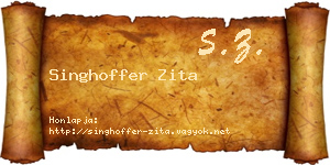 Singhoffer Zita névjegykártya